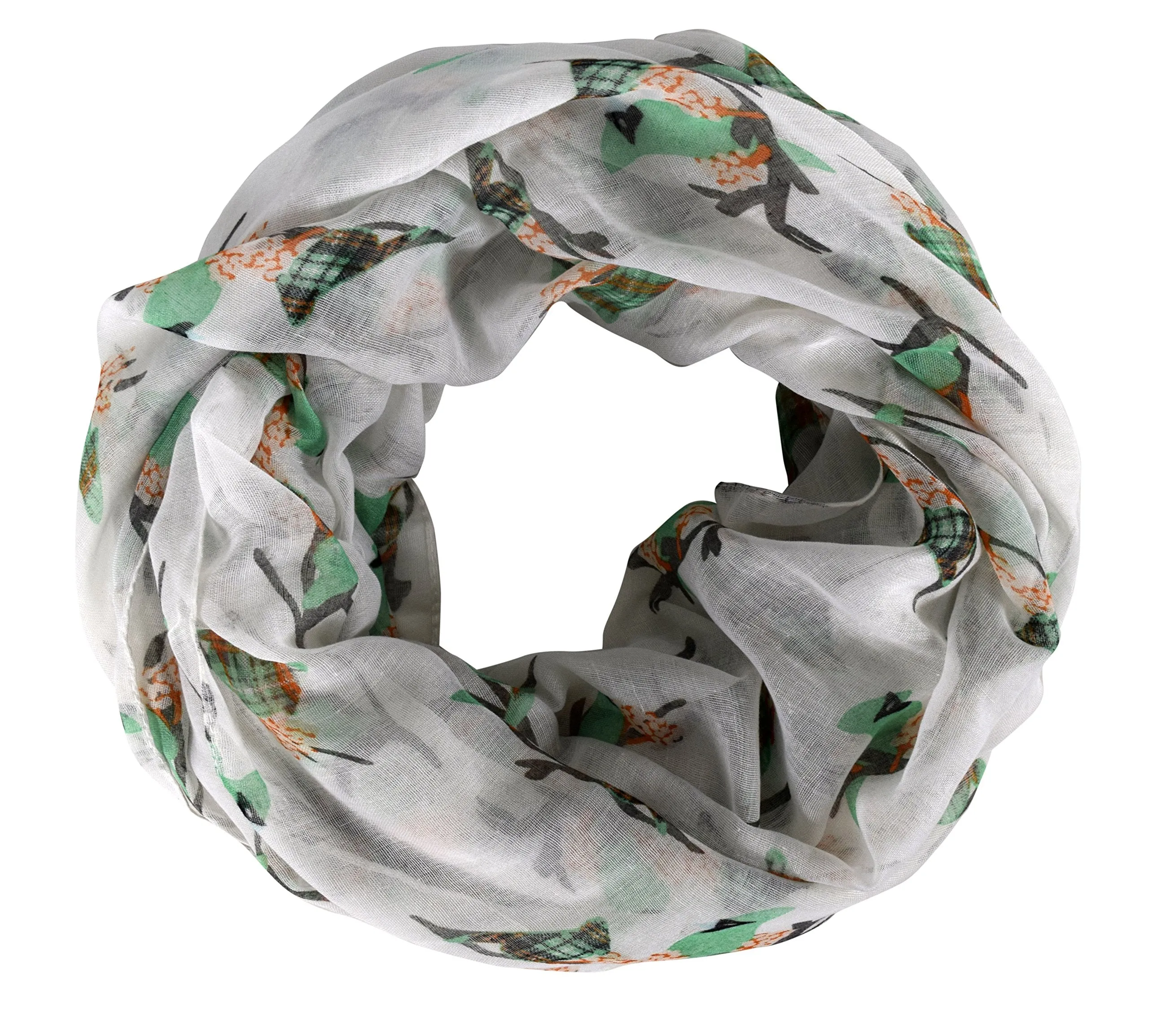 Womens Lovely Two Toned Multicolor Plaid Bird Print Infinity Scarf
