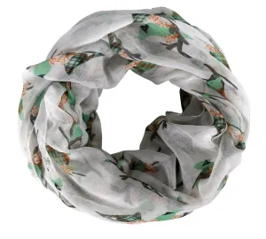 Womens Lovely Two Toned Multicolor Plaid Bird Print Infinity Scarf