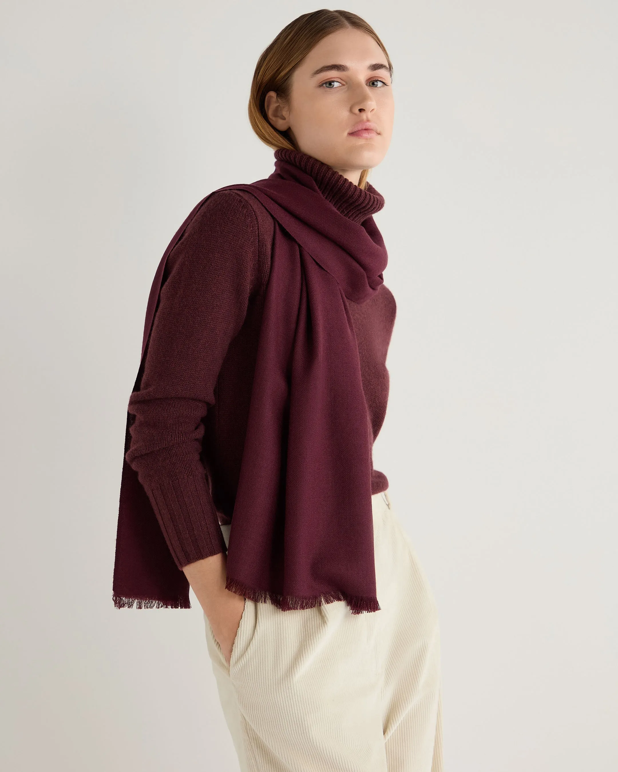 Women's Pashmina Cashmere Stole Claret Red