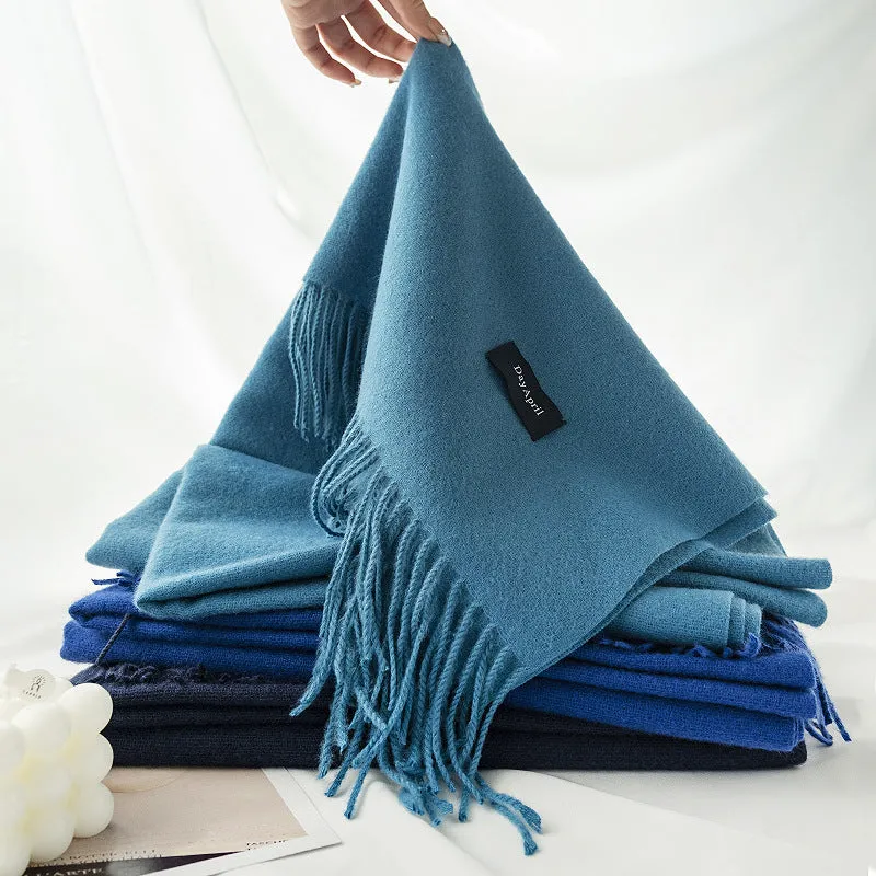 Womens Winter Scarf Solid Color Cashmere Feel Shawl Soft Warm Wraps