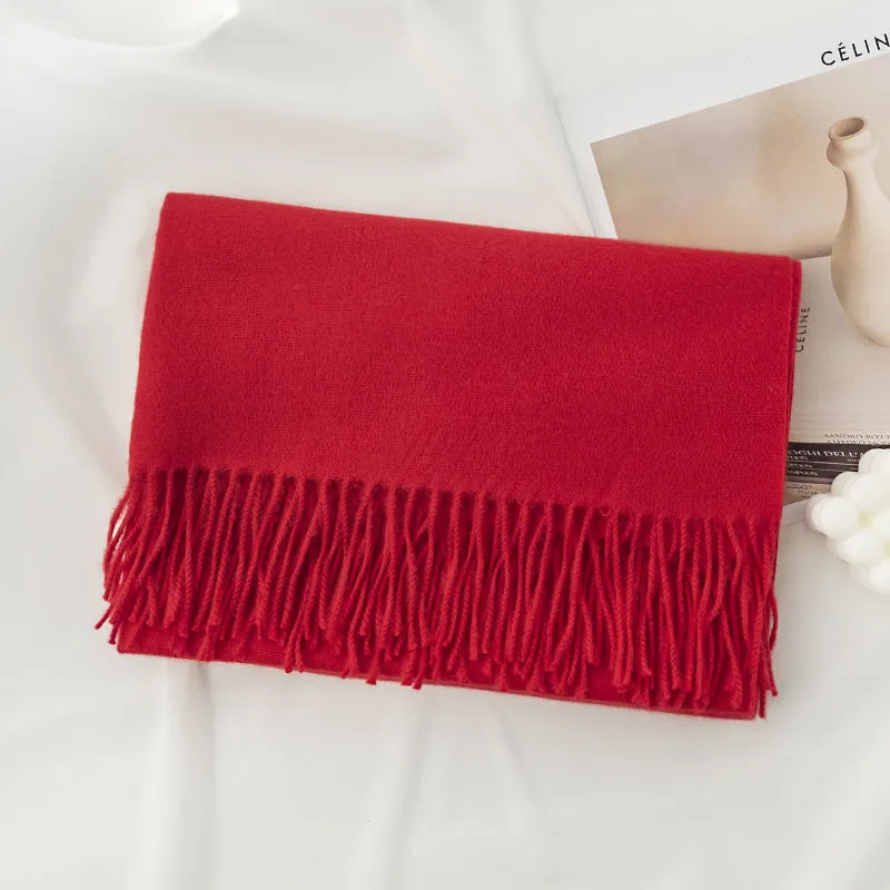Womens Winter Scarf Solid Color Cashmere Feel Shawl Soft Warm Wraps