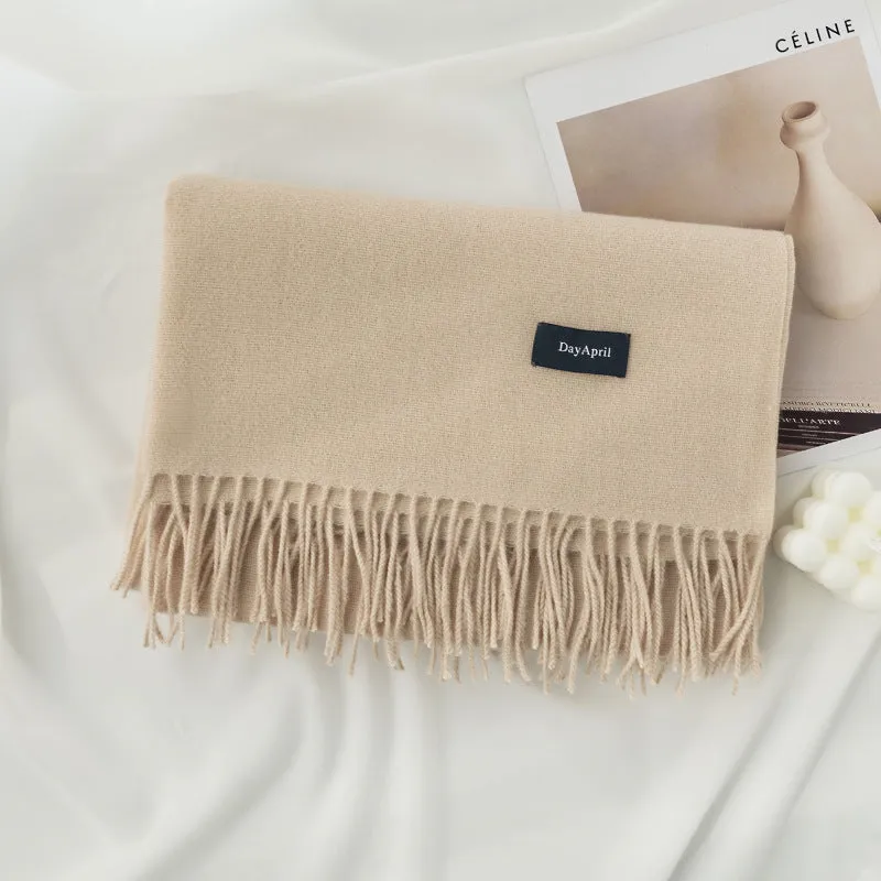 Womens Winter Scarf Solid Color Cashmere Feel Shawl Soft Warm Wraps