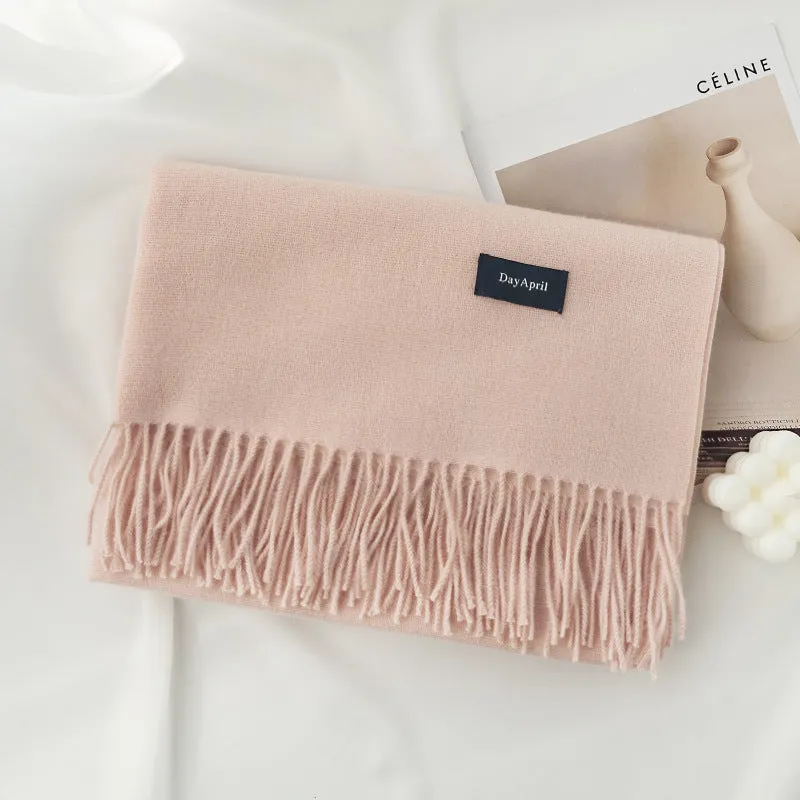 Womens Winter Scarf Solid Color Cashmere Feel Shawl Soft Warm Wraps