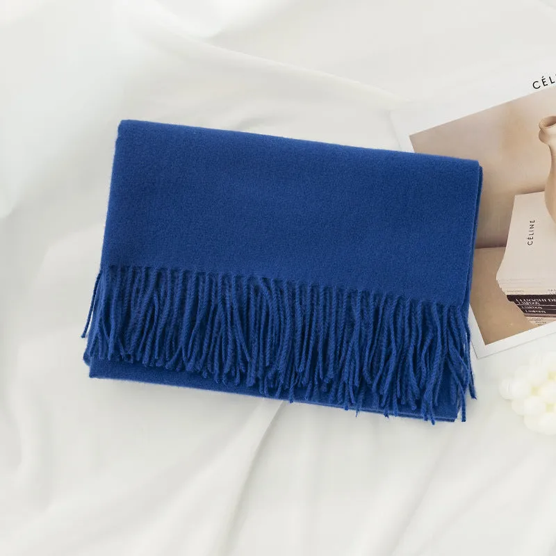 Womens Winter Scarf Solid Color Cashmere Feel Shawl Soft Warm Wraps