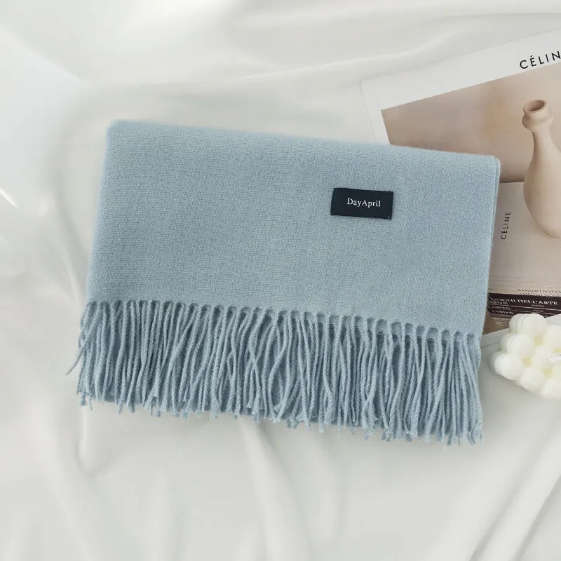 Womens Winter Scarf Solid Color Cashmere Feel Shawl Soft Warm Wraps