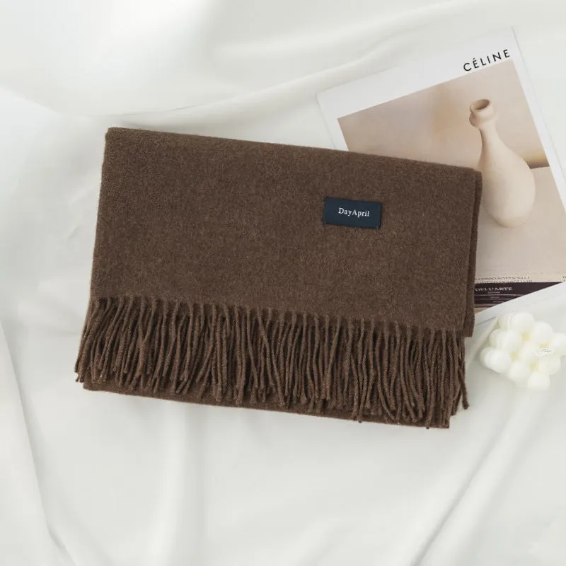 Womens Winter Scarf Solid Color Cashmere Feel Shawl Soft Warm Wraps