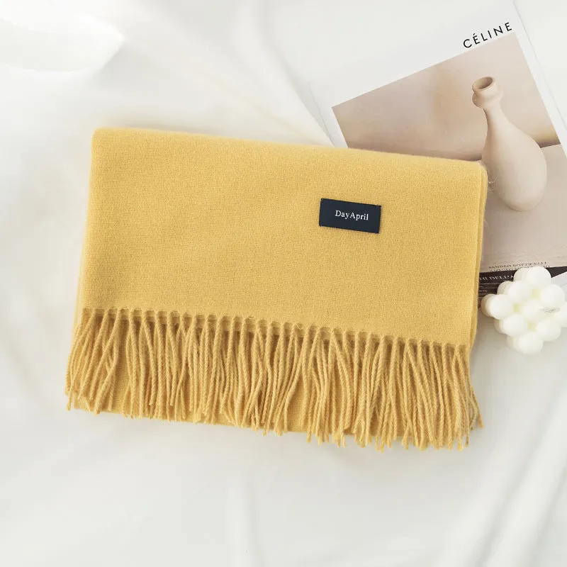 Womens Winter Scarf Solid Color Cashmere Feel Shawl Soft Warm Wraps
