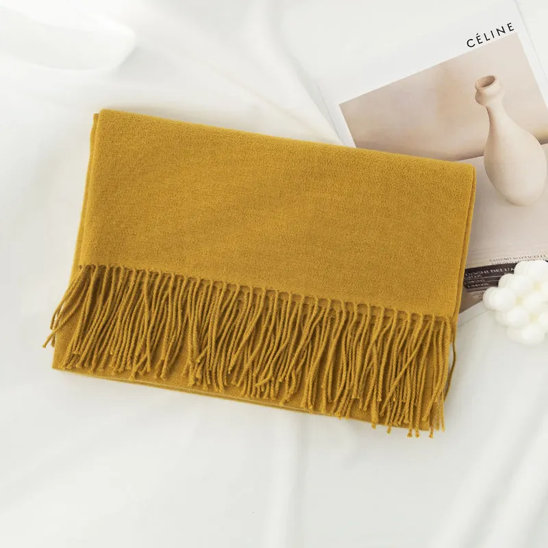 Womens Winter Scarf Solid Color Cashmere Feel Shawl Soft Warm Wraps