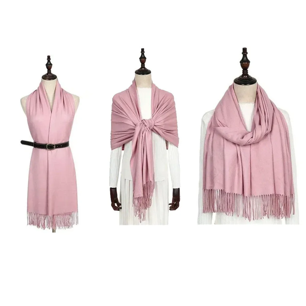 Womens Winter Scarf Solid Color Cashmere Feel Shawl Soft Warm Wraps