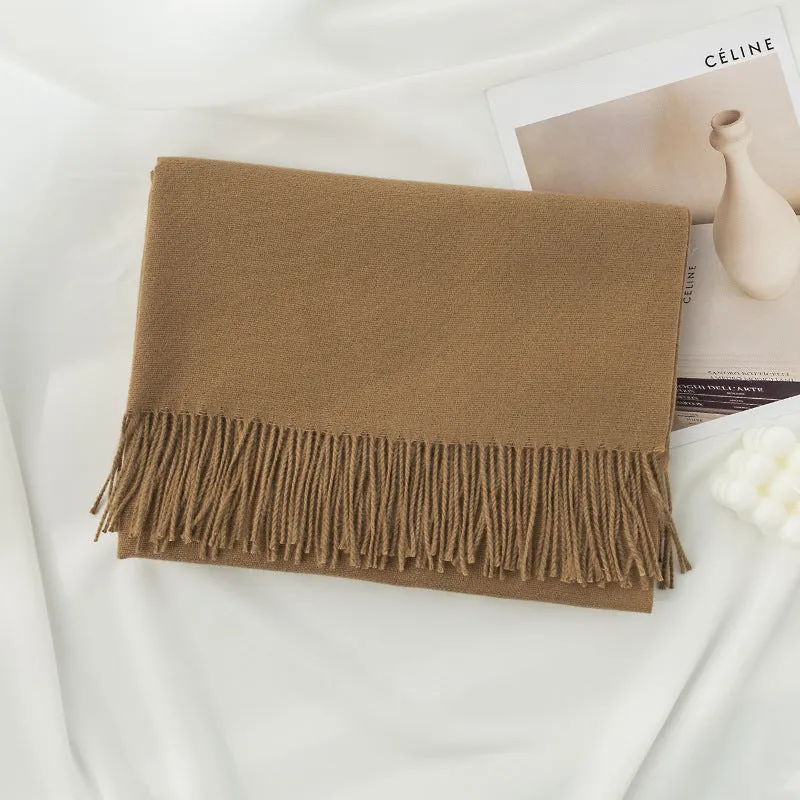 Womens Winter Scarf Solid Color Cashmere Feel Shawl Soft Warm Wraps