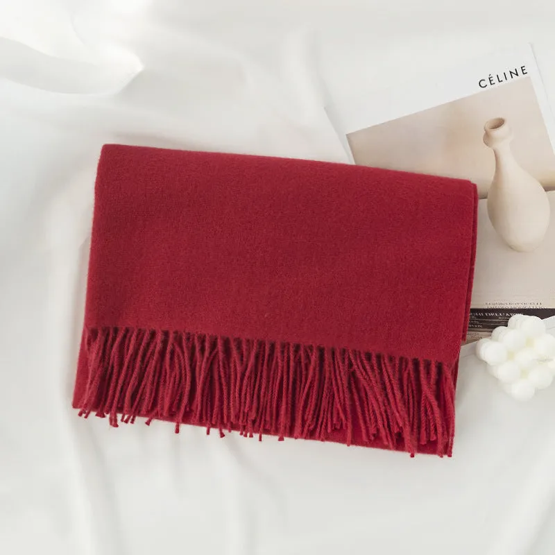 Womens Winter Scarf Solid Color Cashmere Feel Shawl Soft Warm Wraps