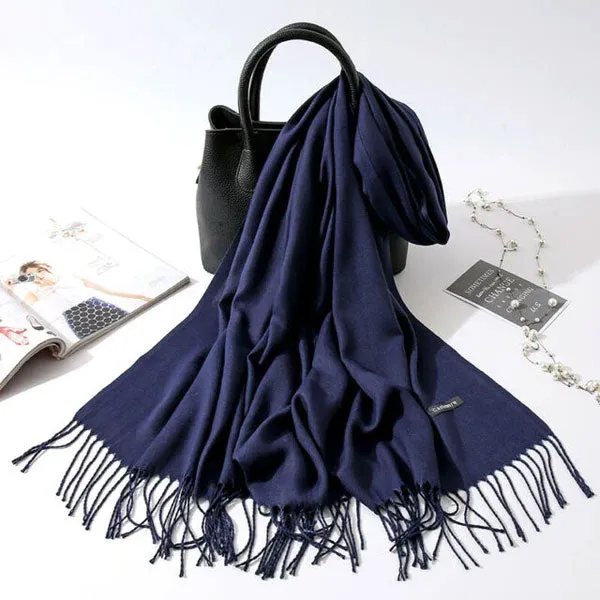 Womens Winter Scarf Solid Color Cashmere Feel Shawl Soft Warm Wraps