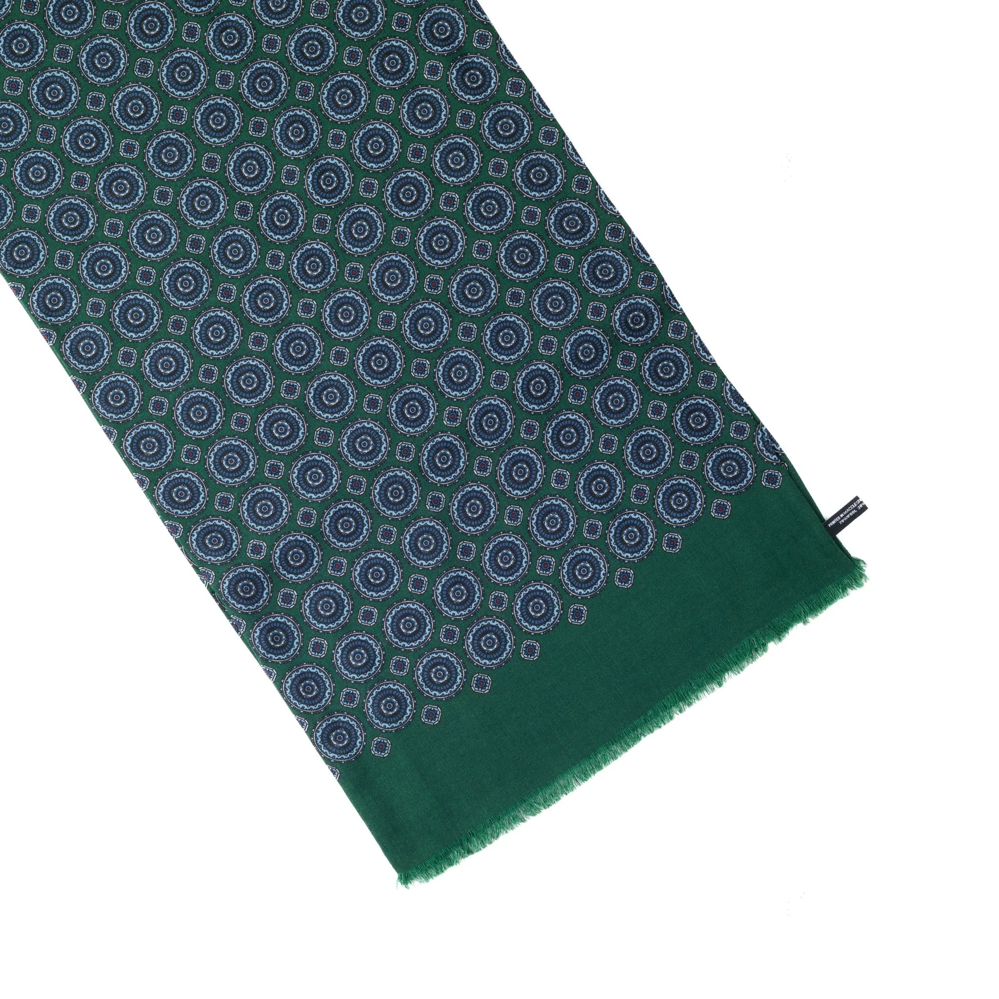 Wool & Silk Scarf in Green Circle Medallion