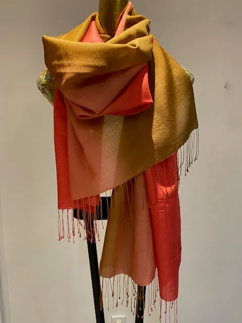 Wool Silk Blend Scarf -  Winter Sale 50% Off - At checkout use code Winter50%
