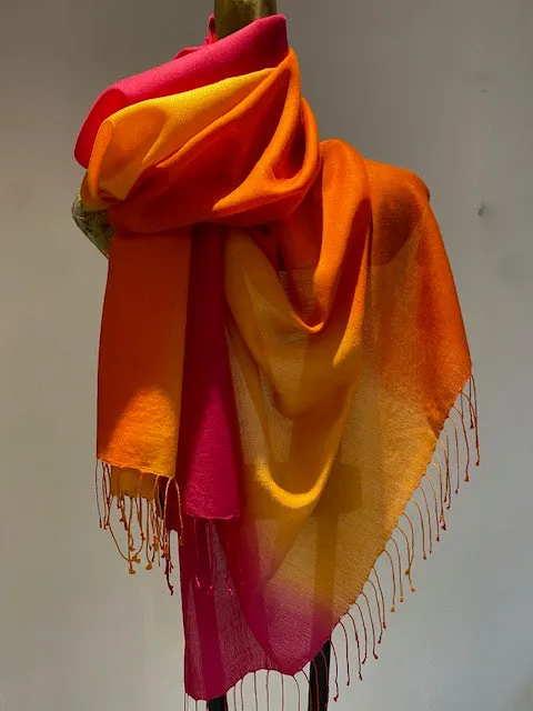Wool Silk Blend Scarf -  Winter Sale 50% Off - At checkout use code Winter50%