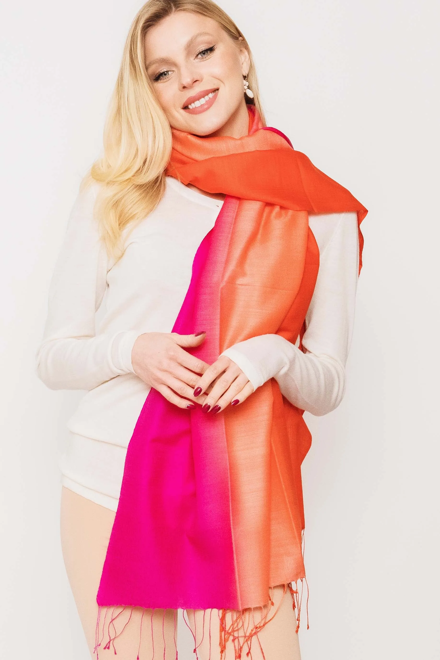 Wool Silk Blend Scarf -  Winter Sale 50% Off - At checkout use code Winter50%